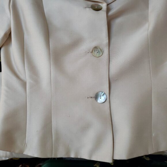 Vintage Newport News 100% Silk Off white 2 pc. Pantsuit - Picture 10 of 10